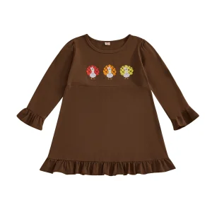 Thanksgiving Dress Embroidered Turkey