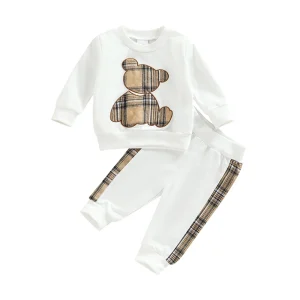Adorable Infant Plaid Bear Set