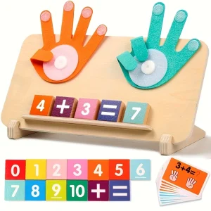 Wooden arithmetic board number blocks, cards