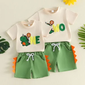 Birthday Set Dino Print Tee with Shorts