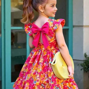 Floral Dress with Ruffle Sleeve