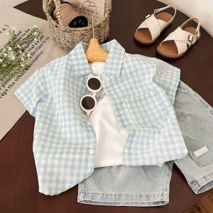 Kids' Short Sleeve Plaid Shirt